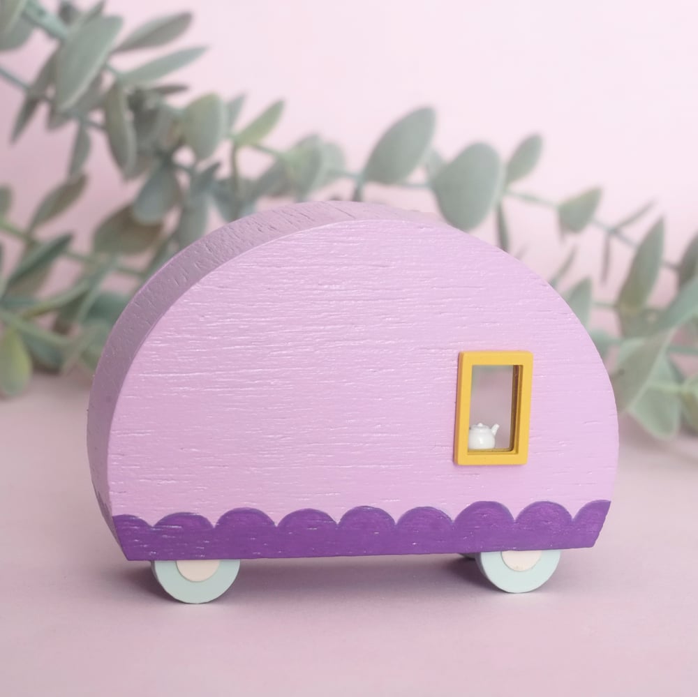 Purple tiny camper