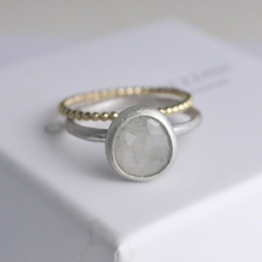 Image of Small pale grey sapphire ring.