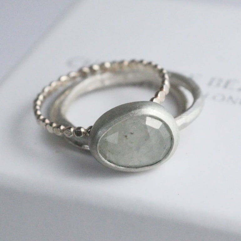 Image of Set of three rings including small pale grey sapphire