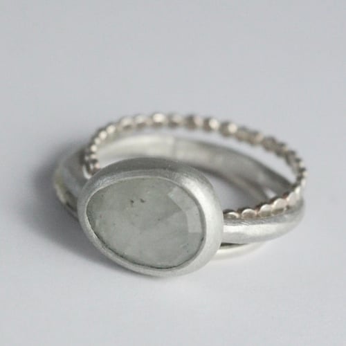 Image of Set of three rings including small pale grey sapphire