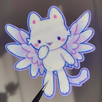 Image of Angel Kitty Glitter Stardust Vinyl Waterproof Sticker