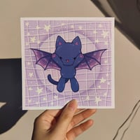 Image of Bat Kitty Square Art Print, 148 x 148 mm