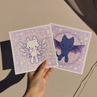 Image of Bat Kitty Square Art Print, 148 x 148 mm
