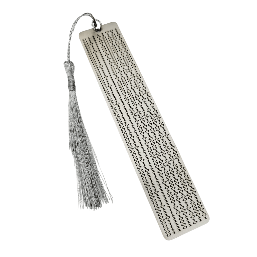 Image of Your Custom Message Translated to Binary Code & Engraved on METAL Bookmark