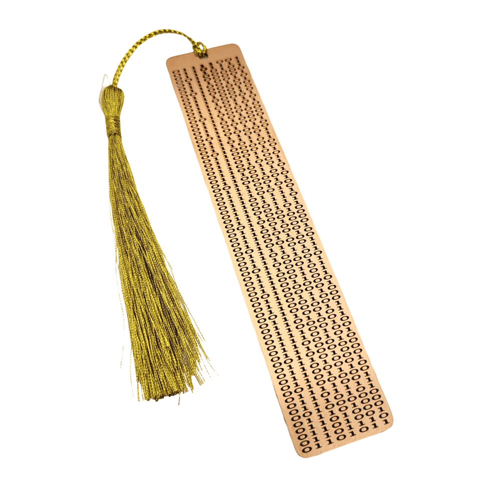 Image of Your Custom Message Translated to Binary Code & Engraved on METAL Bookmark
