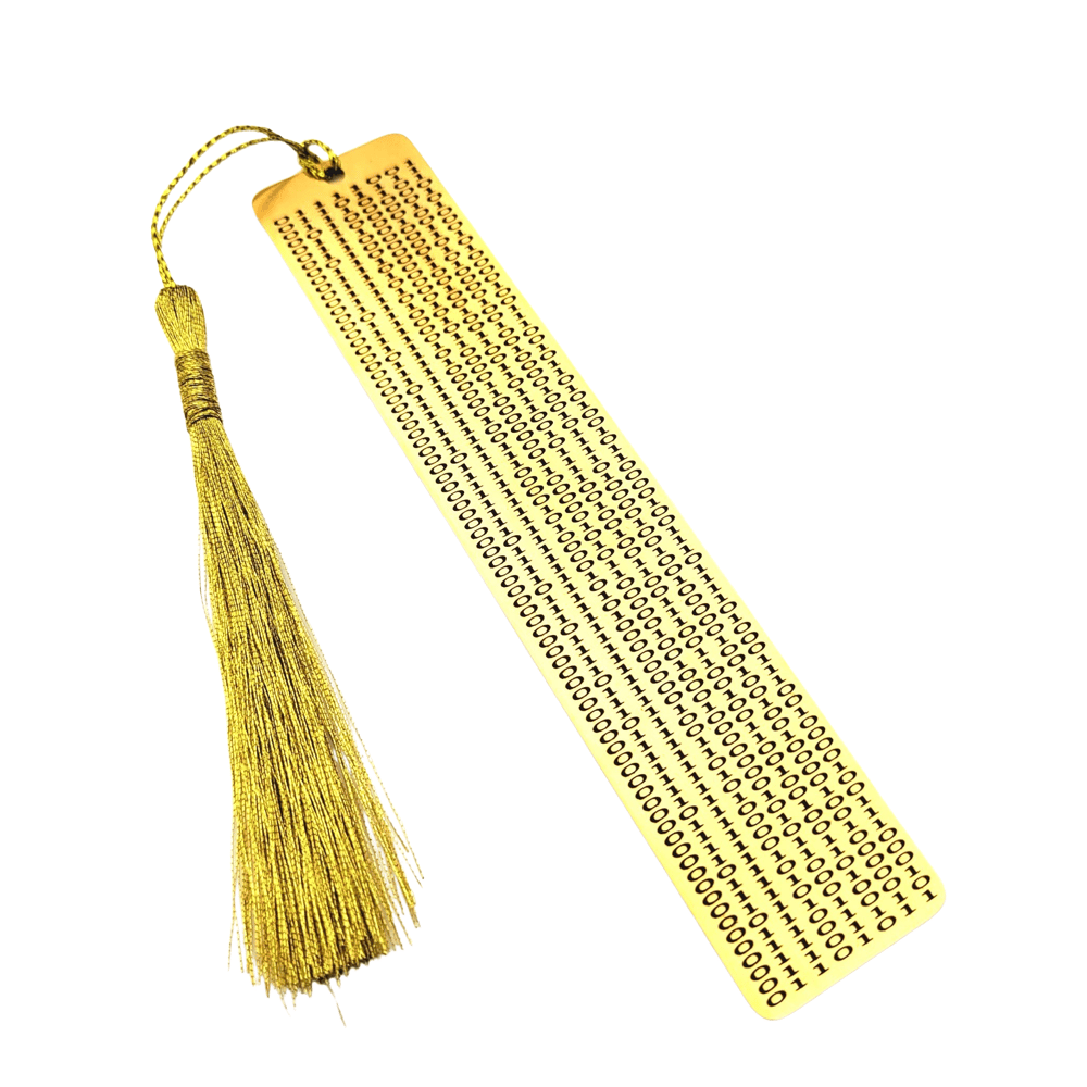 Image of Your Custom Message Translated to Binary Code & Engraved on METAL Bookmark