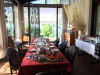 Taverna with fire place and kitchen