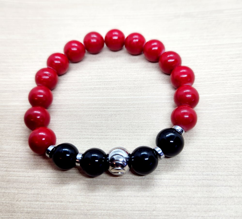 Image of Red Black Silver Bracelet