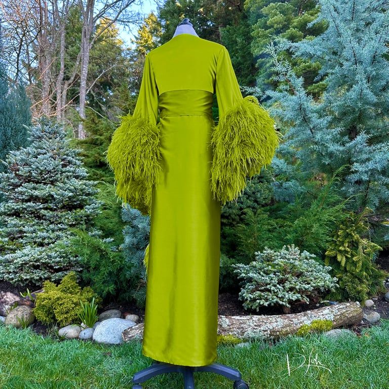 Spring Olive Ostrich "Selene" Size S Image 3