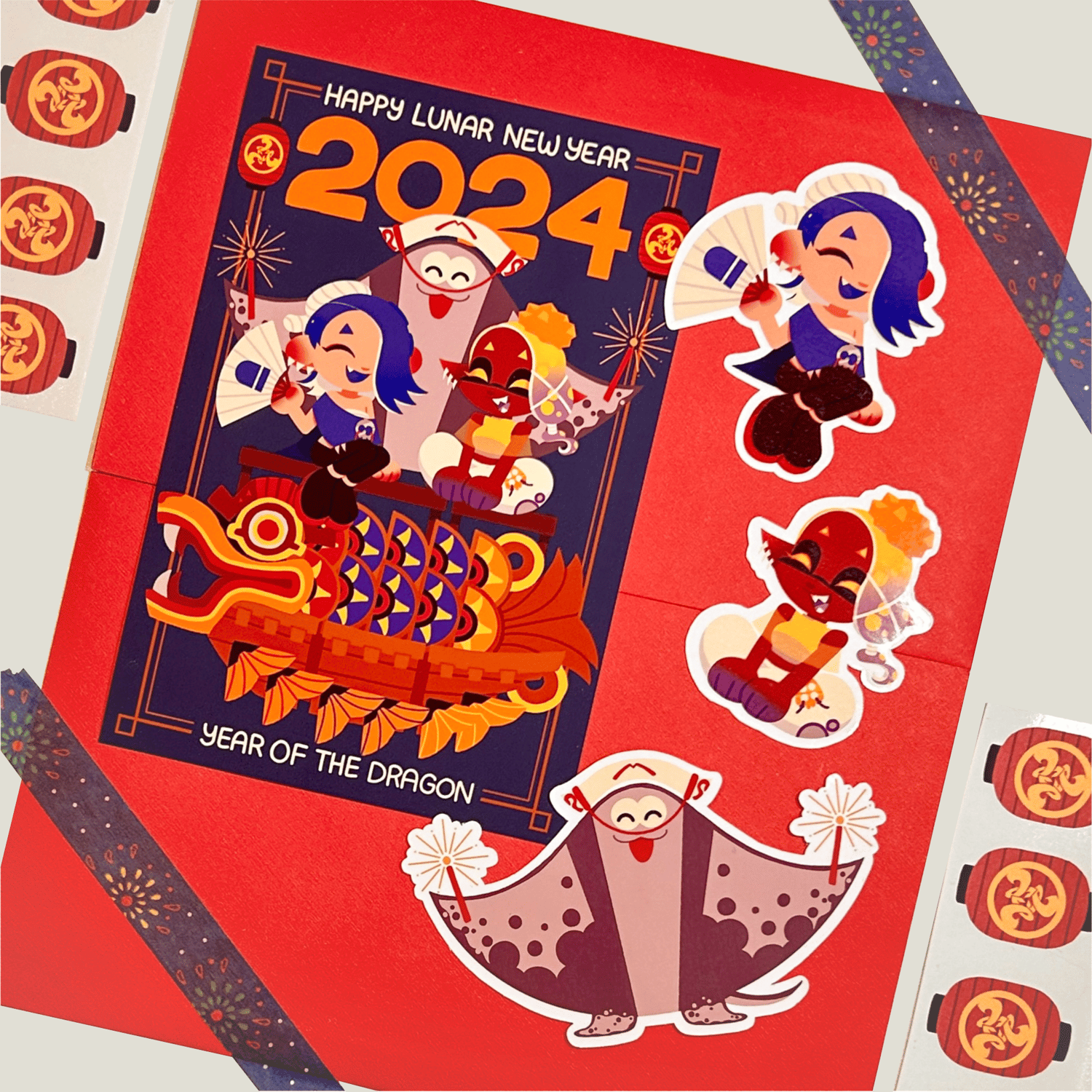 Deep Cut Lunar New Year Sticker and Print set