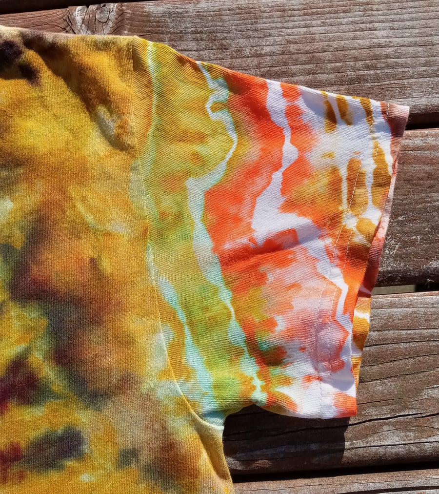 Image of Tie Dye Turtle Mushroom Ice Dye with Spine Detail Short Sleeve T-Shirt