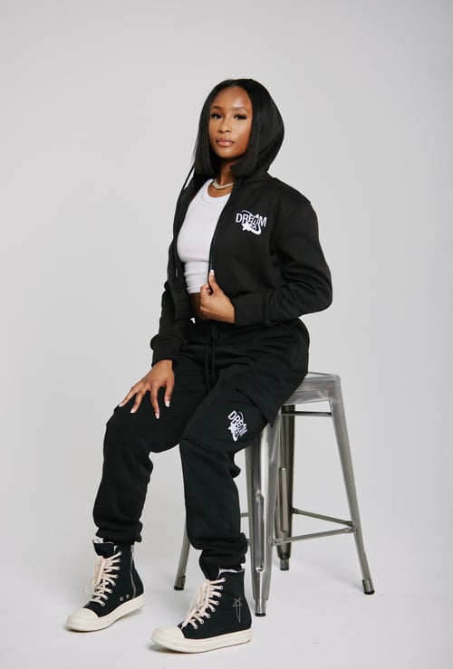 Image of Cropped Hoodie & Cargo Pants (Black)