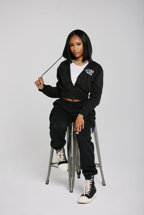 Image of Cropped Hoodie & Cargo Pants (Black)