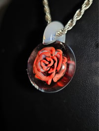 Image 2 of Uv reactive rose pendant with glow stick bale.