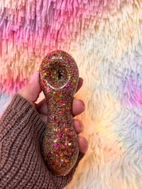 Image 2 of Colorful Gold Girly Freezable Glitter Glass Pipe   Color Changing Pipe