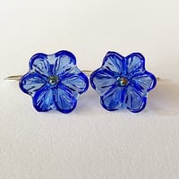Image 2 of Blue Flower Earrings