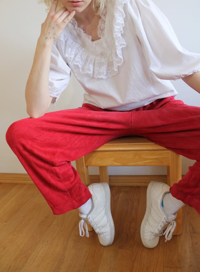 90's Red Silk Pants