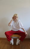 90's Red Silk Pants