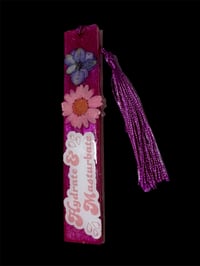 Image 1 of "Hydrate and M***" Adult Floral Bookmark Hot Pink