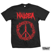 Image of NAUSEA "Antichrist Peace Sign" Red Ink T-Shirt