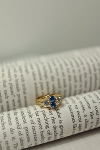Image 1 of Vintage Blue & Clear Gemstone Ring 