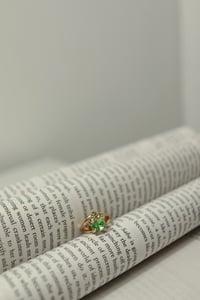 Image 1 of Vintage Green & Clear Gemstone Ring 