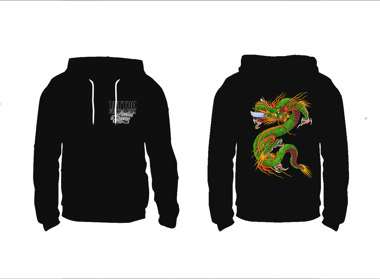 Sweat Noir Zip Dragon Mondial du Tatouage Tattoo Planetarium