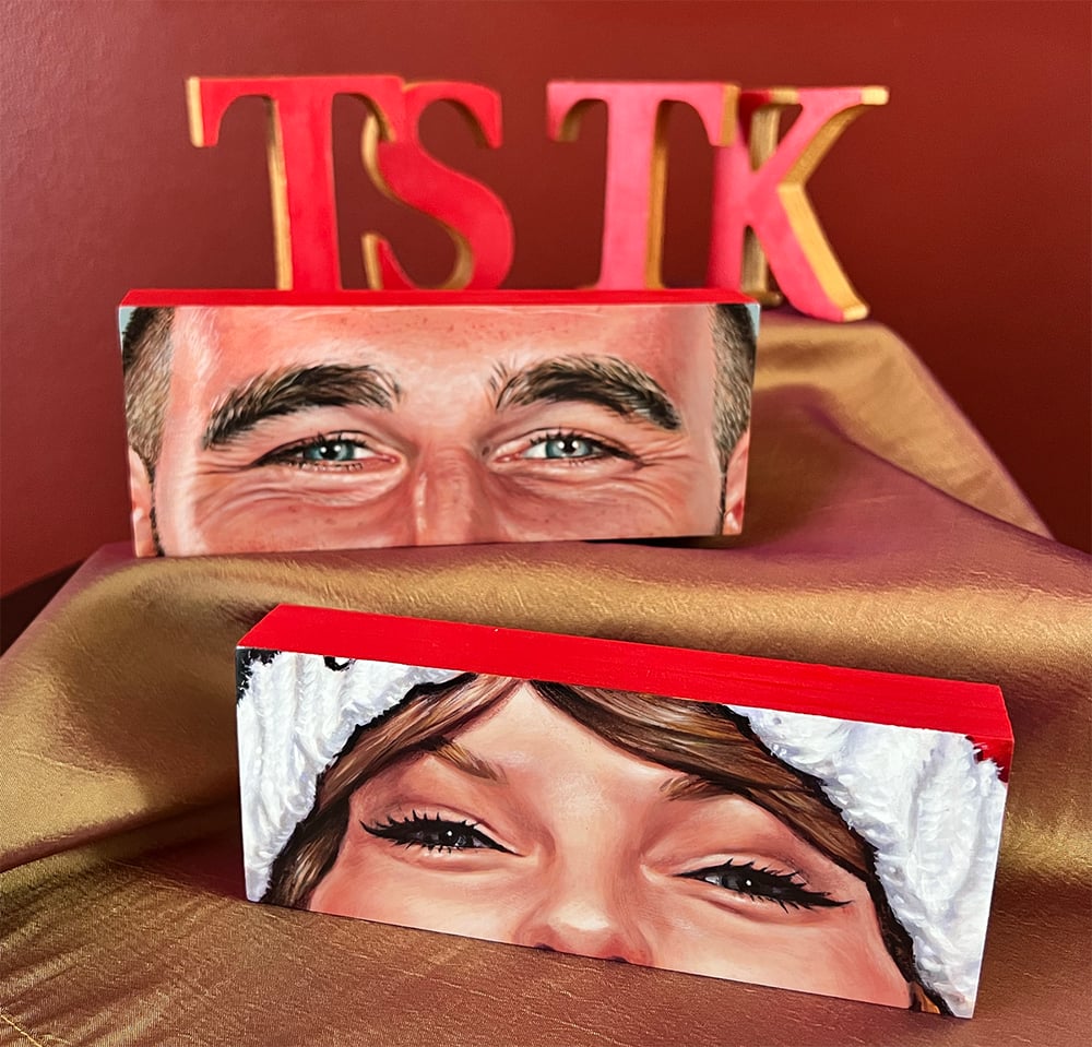 "Lovers: TS + TK" - Two 6.25" x 2.5" original acrylic paintings