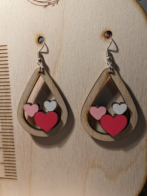 Image of Wooden Heart Earrings