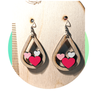 Image 2 of Wooden Heart Earrings