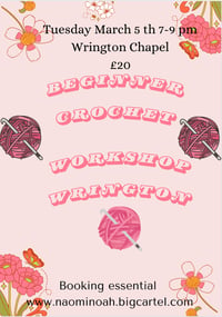 Image 1 of Complete Beginner Crochet Workshop Tuesday March 5 th 7-9pm wrington chapel 