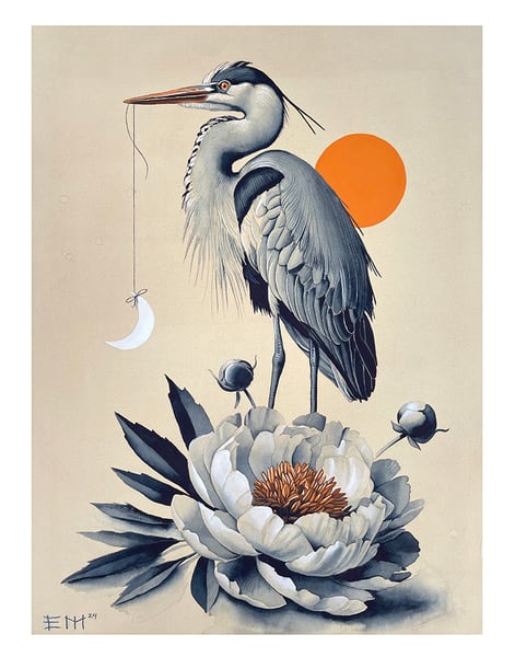 Image of Heron and Peony