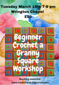 Image 1 of Beginner learn to crochet a granny square Tuesday March 19th 7-9pm wrington chapel