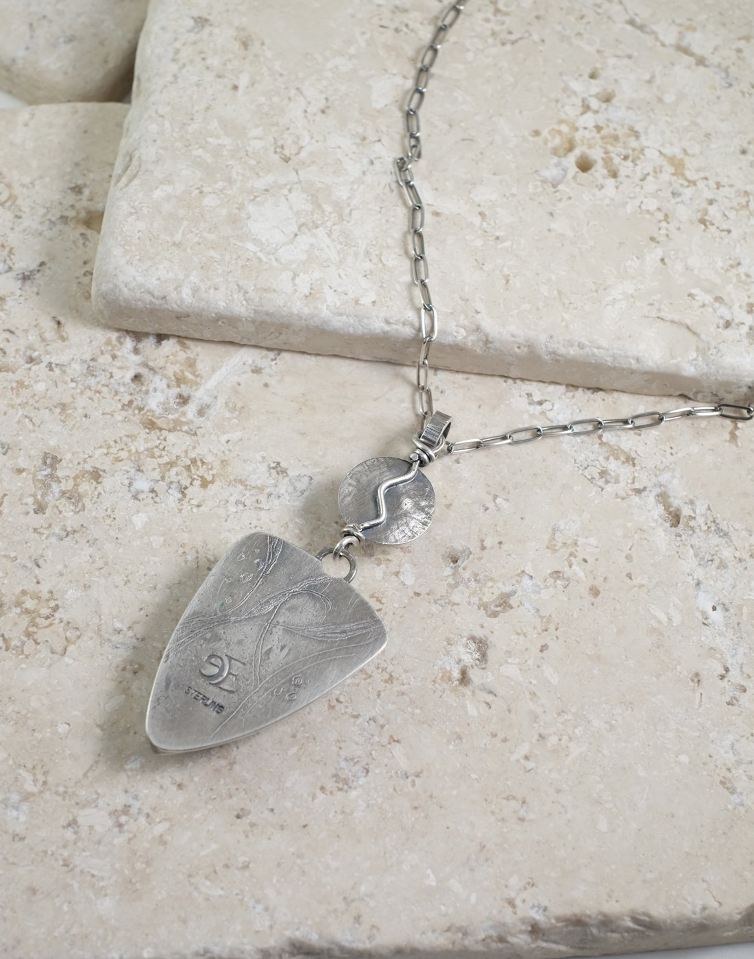 Image of Grey Chalcedony, Rose Cut, Sterling Necklace