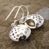 Moonscape Earrings, Sterling Silver Earrings with Brass Details, Elemental Jewellery, Moon Earrings,