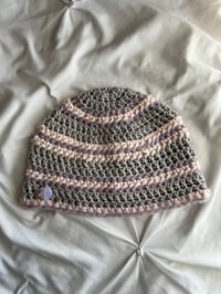 Image 1 of purple & pink beanie 