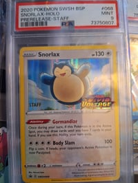 Vivid Voltage Prerelease STAFF Promo Snorlax Holo PSA 9