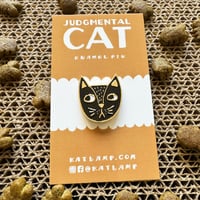 Image 1 of Judgmental Cat Enamel Pin - Black