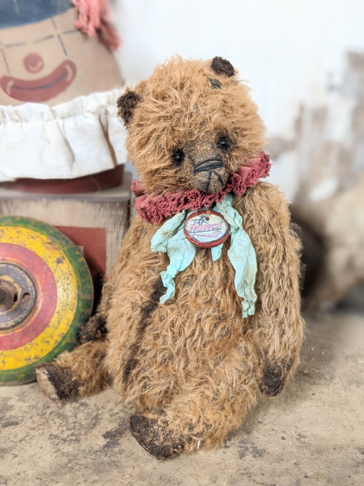 Image of PUNCH-  a 9" Vintage Style Aged Mohair Teddy Bear by Whendi's Bears