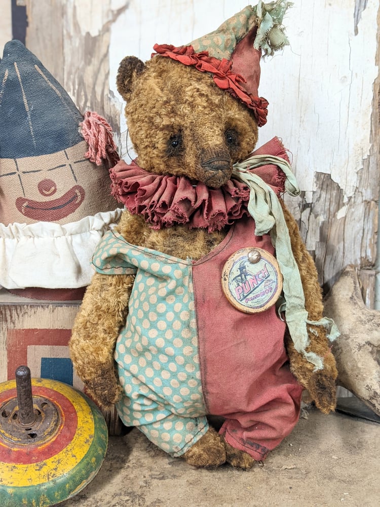 PUNCH - 12" BIGGY Vintage Old Worn Mohair Carnival Teddy Bear w/aged ...