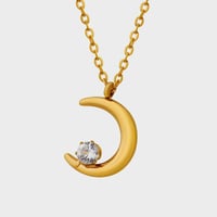 Image 2 of Solitaire Crescent Moon Necklace