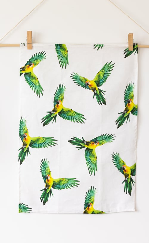 Image of The Georgie Linen Tea Towel - The Parrot