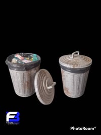Image 2 of Miniature Trash can for fingerboarding, diorama and dollhouse 1/8 scale w/ trash included
