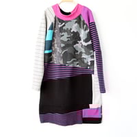 Image 2 of waffle thermal knit mix patchwork adult L large longsleeves courtneycourtney minidress tunic dress