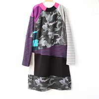 Image 3 of waffle thermal knit mix patchwork adult L large longsleeves courtneycourtney minidress tunic dress