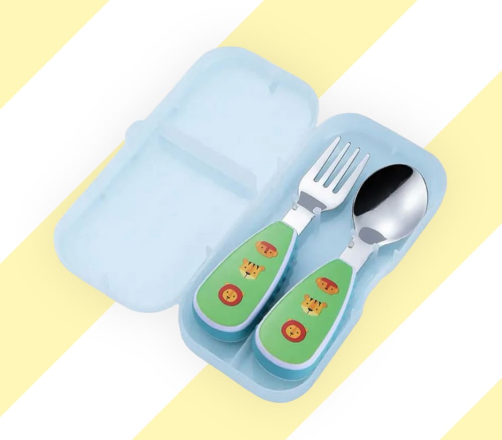 Kids Travel Cutlery Set  Spoon and Fork with Case Jungle