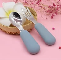 Image 5 of Silicone Stainless Spoon Fork Travel Cutlery with case 7 colours