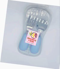 Image 2 of Silicone Stainless Spoon Fork Travel Cutlery with case 7 colours