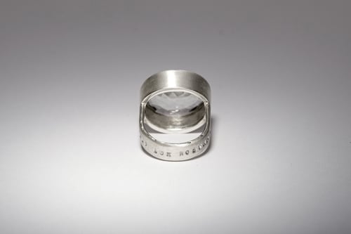 Image of "Heaven's light our guide" silver ring with rock crystal  · COELI LUX NOSTRA DUX · 