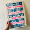 SAFETY, DIGNITY & HEALTHCARE FOR TRANS PEOPLE A3 pink and blue riso print